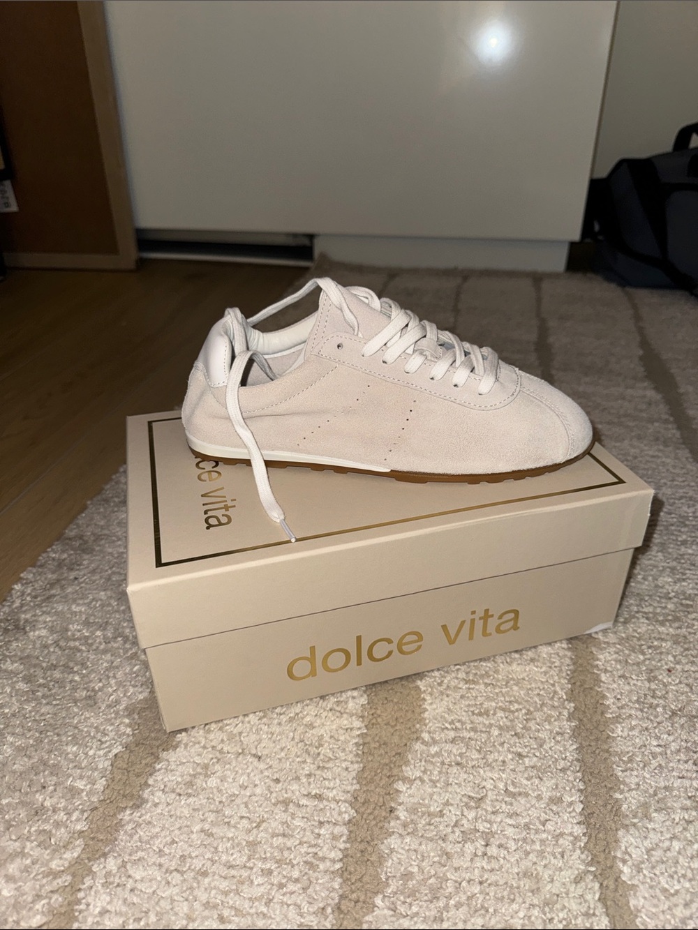 Dolce Vita Light Cream Suede Low-Top Sneakers